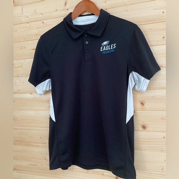 OTS NFL Philadelphia Eagles Men’s Small Poly Dot Polo Black White Logo - Picture 2 of 8